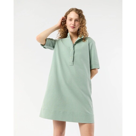 NWT Ann Mashburn Size Small Frill Dress Green White Small Bengal Stripe Stretchy - Picture 12 of 16